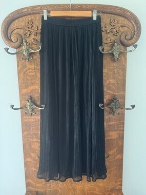 Black silver sparkle Pleated Maxi Skirt - Women's Elegant Long Skirt